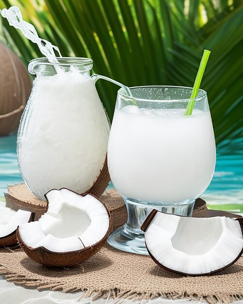 Sabroso y natural y saludable agua de coco fresca con