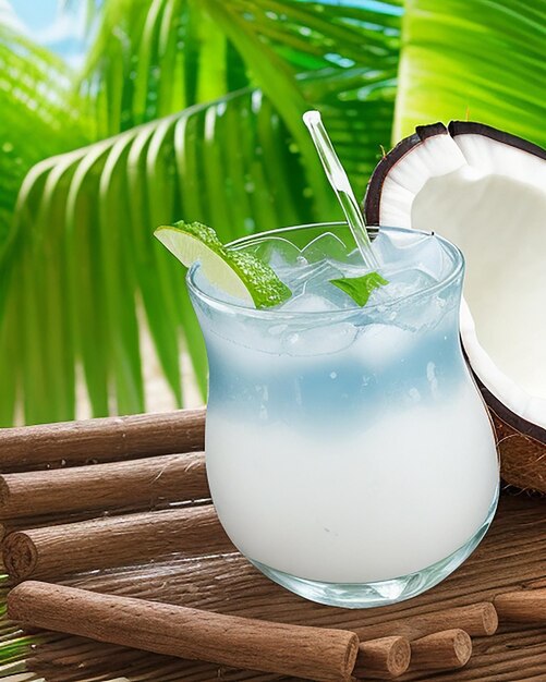 Sabroso y natural y saludable agua de coco fresca con