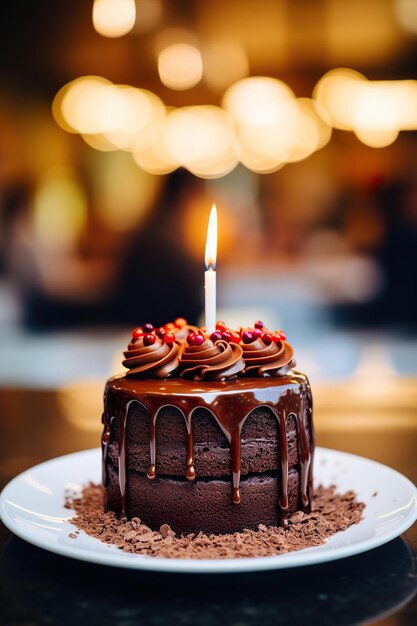 Foto un sabroso pastel de cumpleaños de chocolate