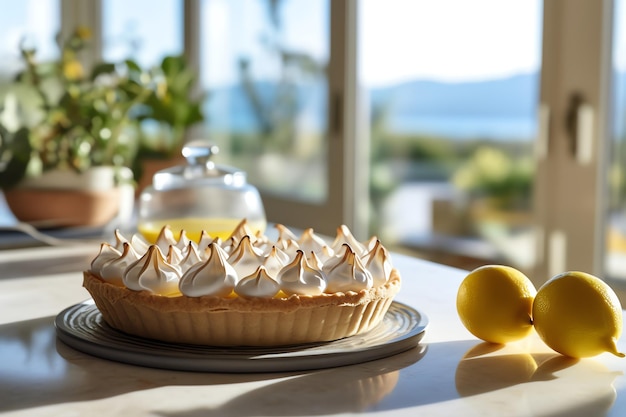 Un sabroso pastel de merengue de limón