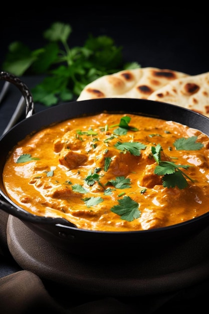 sabroso plato de curry de pollo con mantequilla de la cocina india