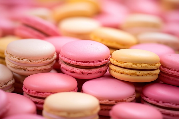 Sabrosos macarrones franceses de fondo Día de la Madre, Día de la Independencia y Día de la Mujer Dulces y postres