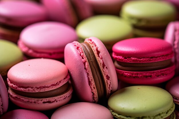 Sabrosos macarrones franceses de fondo Día de la Madre, Día de la Independencia y Día de la Mujer Dulces y postres