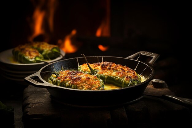 Sabrosos Poblanos rellenos con relleno de queso