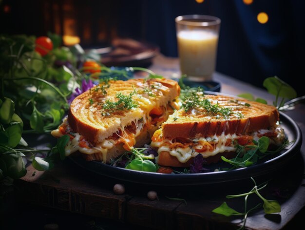 Sabrosos sándwiches con queso en la mesa