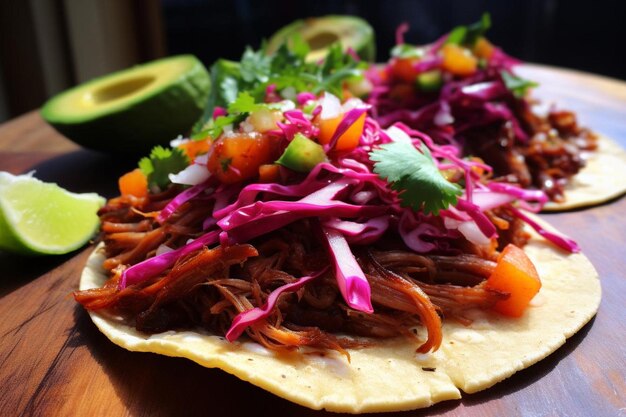 Foto los sabrosos tacos de carne de cerdo