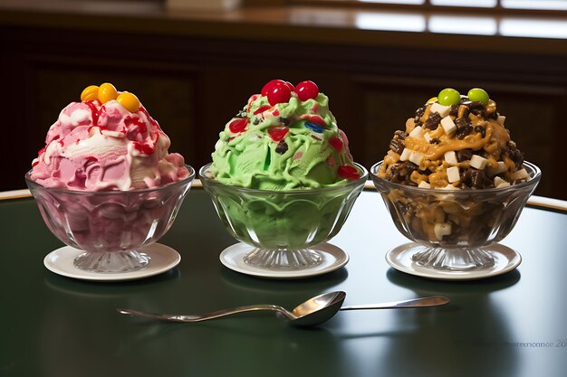 Foto sabrosos vasos de helado en el tazón