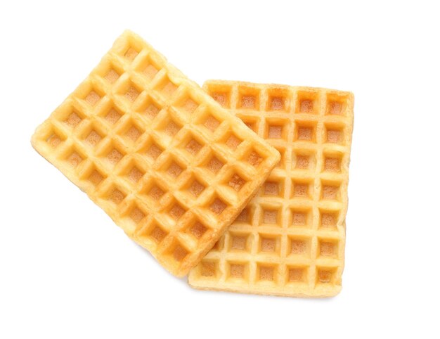 Sabrosos waffles sobre un fondo blanco