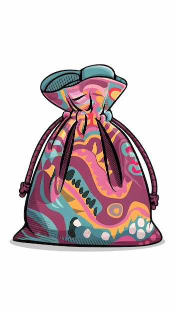 Saco de bolsa textil estilo de dibujos animados Ilustración vectorial moderna de moda aislada sobre un fondo blanco