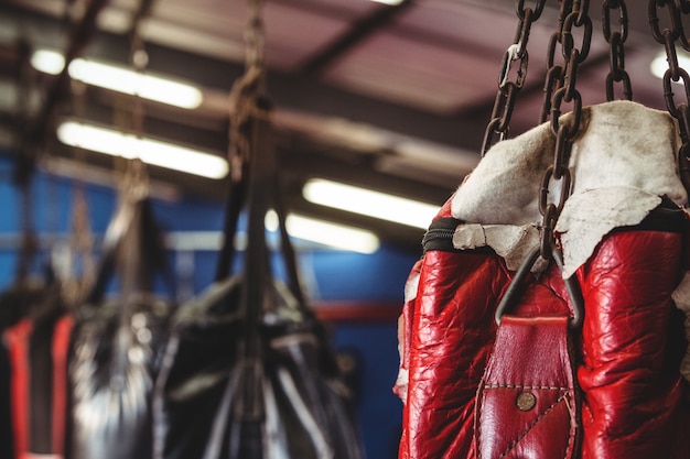 Saco de boxeo colgado del techo