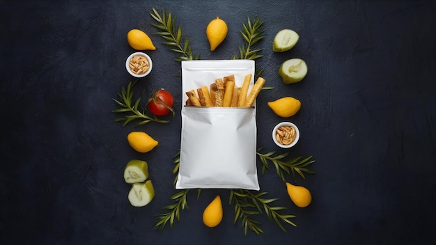 Foto saco branco com zíper para embalagem de lanches alimentares