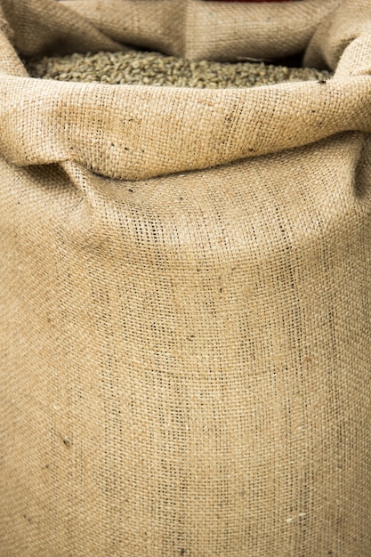 Saco de cânhamo para grãos de café em bruto