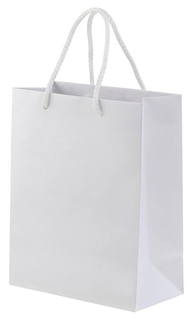 Foto saco de compras em branco isolado no fundo branco.