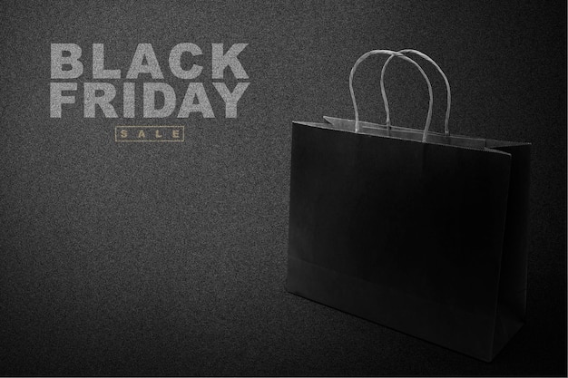 Foto saco de compras preto com texto de venda black friday