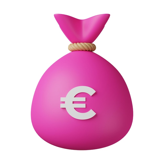 Saco de dinheiro rosa ilustração 3D Euro