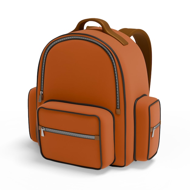 Saco de escola isolado em fundo Ícone bonito renderização 3D