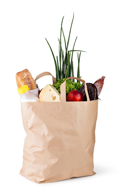 Saco de papel com alimentos