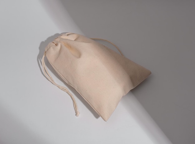 Saco de têxteis naturais com cordas Saco de tecido ecológico Saco de linho e algodão