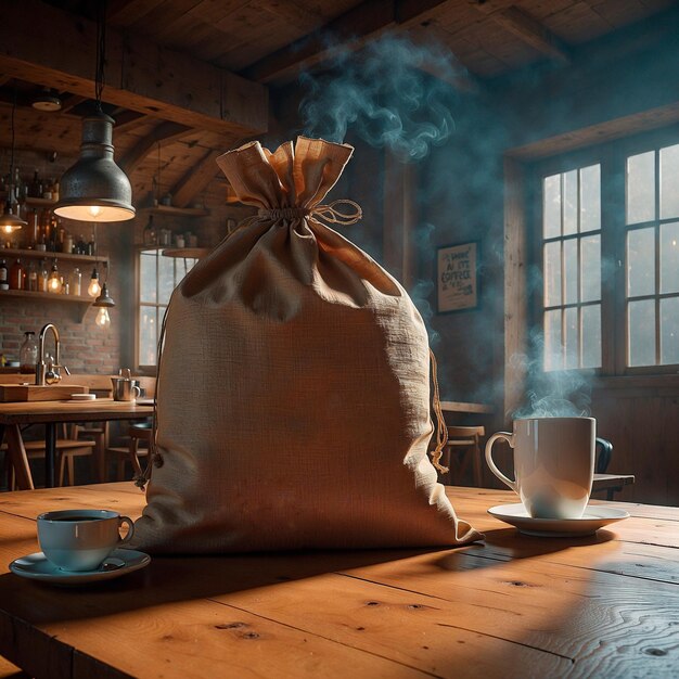 Foto saco fedorento de grãos de café