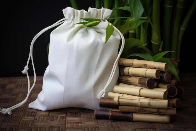 Saco versátil de algodão simples para embalagens de bambu ecológicas