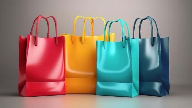 Sacolas de compras Cores brilhantes Generative ai