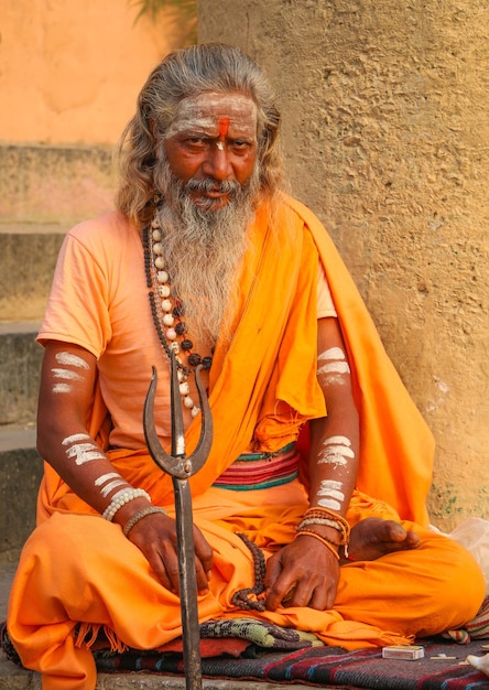 Sadhu in Varanasi Ghat, Uttar Pradesh, Indien