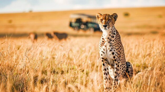 Safari-Abenteuer in der afrikanischen Savanne in SunsetxA