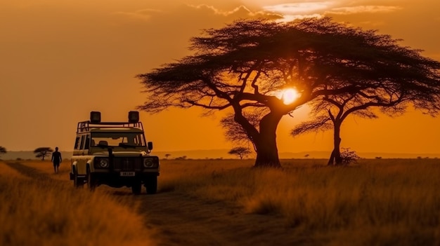 Foto safari africano con acaciagenerativa ai