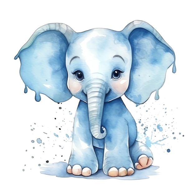 Safari Elefante acuarela ilustración safari animales clipart