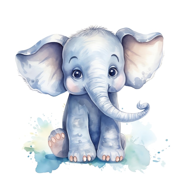 Safari Elefante ilustração em aquarela clipart de animais de safári