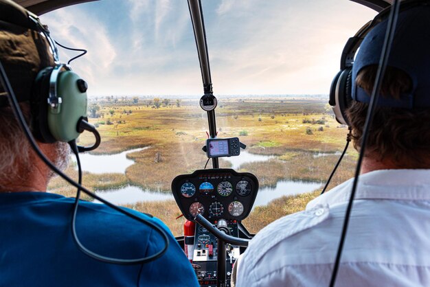 Safari en helicóptero en el delta del Okavango Botswana