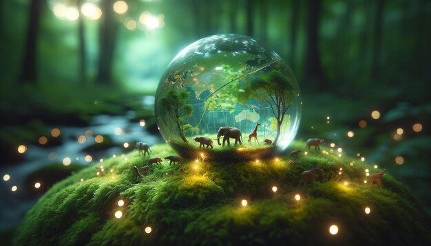 Safari en miniatura dentro del Globo Bosque Encantado Crepúsculo