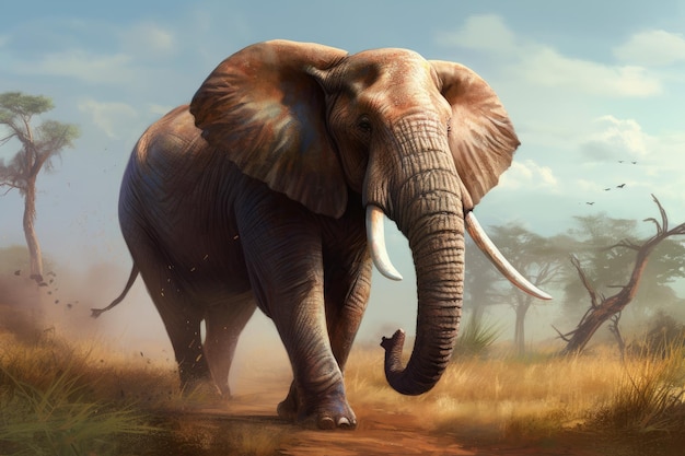 Safari de primer plano de elefante Generar Ai