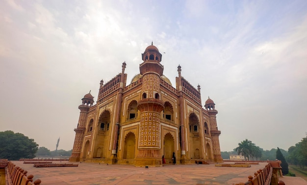 Safdarjung Tomb vista de grande angular imagem Monumento em Nova Deli