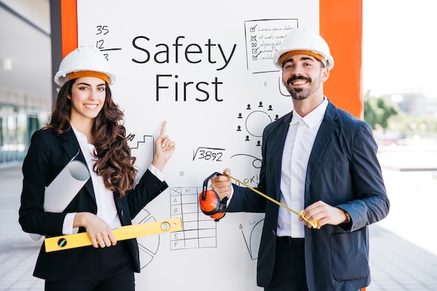 Foto safety-first-konzept mit architekten