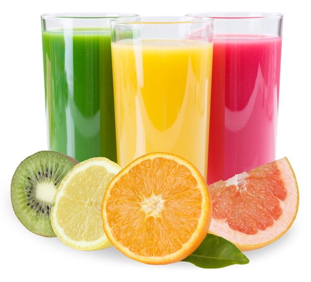 Saft-Smoothie-Frucht-Smoothies, isoliert auf weiss