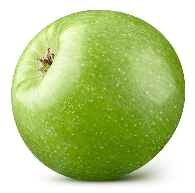 Saftige frische Äpfel Beschneidungspfad. Grüne Äpfel isoliert auf weißem Hintergrund.