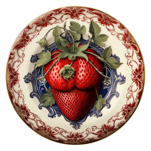 saftige leckere Erdbeere liegen auf einem wunderschönen Teller Ai erzeugt