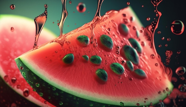 saftige Wassermelone auf einem dunklen Hintergrund Generative KI