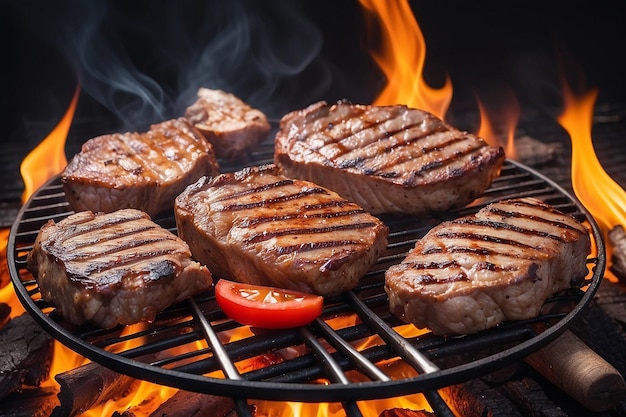 saftiges gegrilltes Fleisch mit Feuer