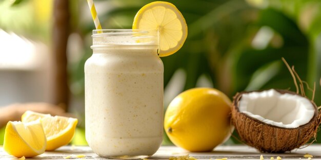 Foto saftiges, gesundes, gesundes smoothie-getränk in einem glas, frischer grüner cocktail mit beeren, generative ki