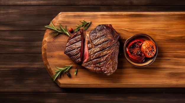 Saftiges Steak auf einem Holztisch