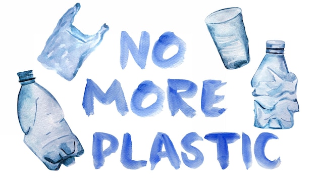 Foto sagen sie nein zu plastik-aquarell-setpsd