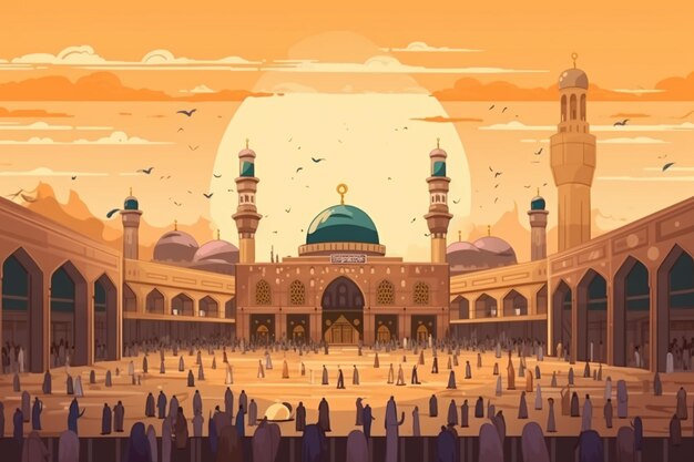 la Sagrada Kaaba con peregrinos en circunvalación con motivo de Eid AlAdha creative ai