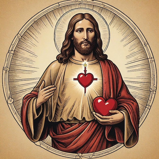 Foto el sagrado corazón de jesús sobre un fondo blanco