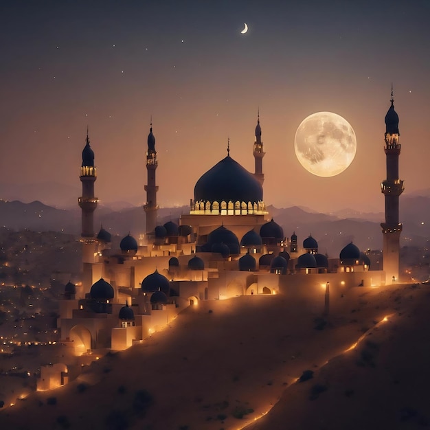 Sagrado Ramadã Kareem mês de jejum para os muçulmanos generativo ai