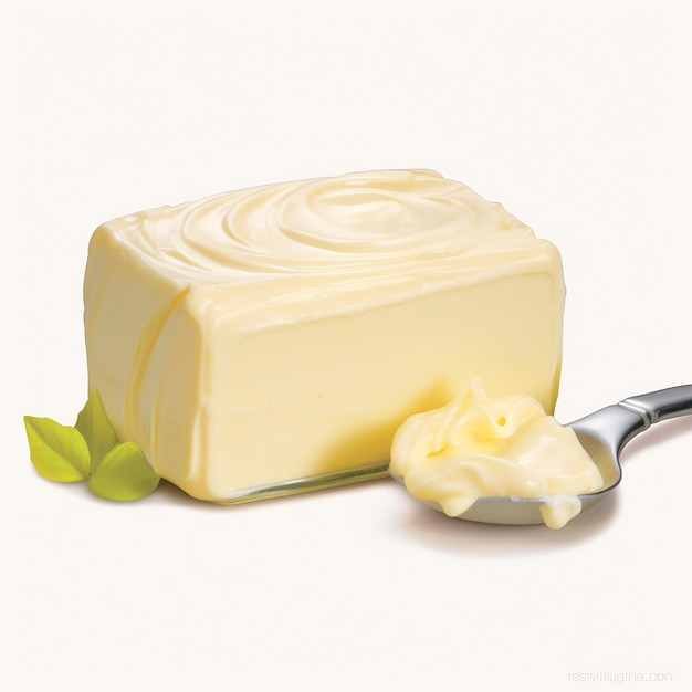 Sahnige Butter auf weißem Hintergrund