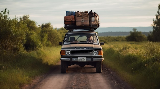 Saindo em uma viagem de carro para explorar um novo local gerado pela IA