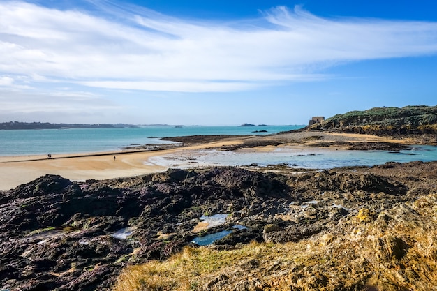 Saint-Malo, praia, e, seascape, brittany, frança