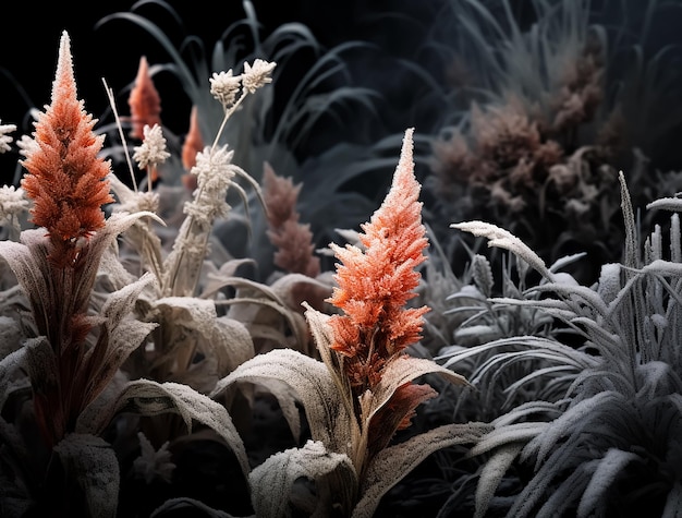 Saisonale Pflanzenblätter im Winter Natur Hintergrund Makrofotografie